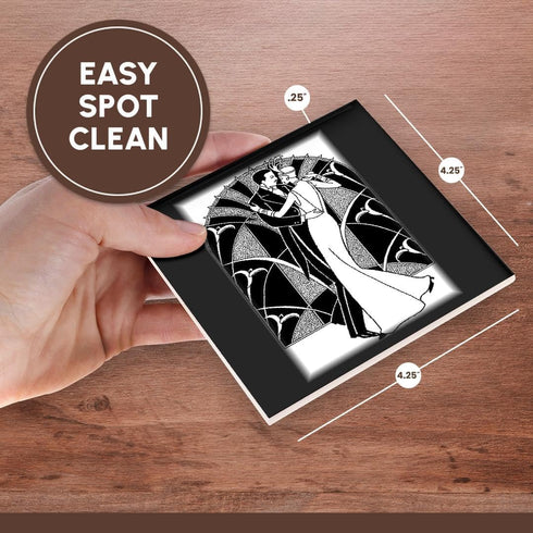 3dRose CST_41536_3 Art Deco Dancing Couple Ceramic Tile Coasters, Set of 4...