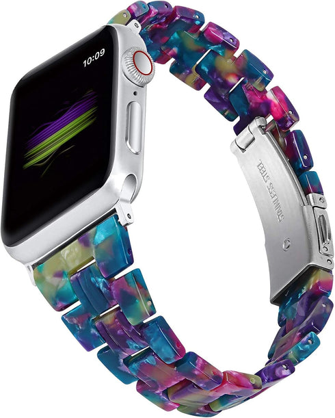JOYOZY Compatible with Apple Watch Bands 38mm 40mm 41mm 42MM(Series 10) Fashion Slim Resin Band For Apple Watch Series 10 9 8 7 6 5 4 3 2 1 SE (Pu...