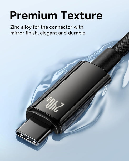 Baseus USB C Cable, 240W PD 3.1 5A Fast Charging USB C to USB C Charger Cable, Zine Alloy Nylon Braided Type C Cable for iPhone 15/Pro/Plus/Pro Ma...