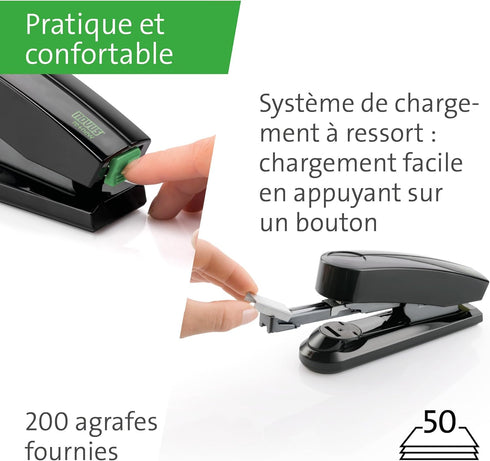Novus B4fc re+new Flat Clinch Stapler, 50 Sheet Capacity, Made of 80% Recycled Plastic, German Engineered, Staple|Pin|Tack, 25 Yr. Warranty, Black...