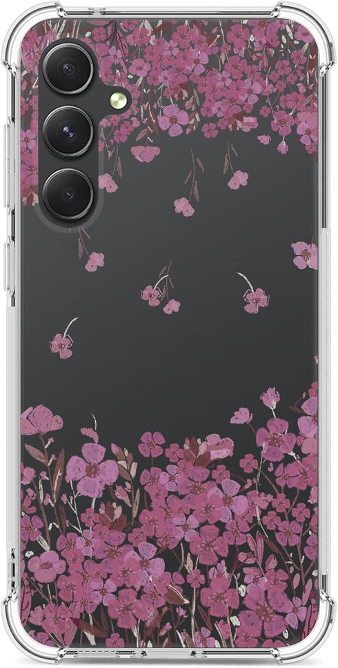 Floral Clear Case for Galaxy S23 FE for Women/Girls,Pretty Phone Cover for Samsung Galaxy S23FE,Flower Design Slim Soft Transparent Drop Proof TPU...