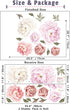 Watercolor Peony Flowers Wall Decals Floral Wall Stickers for Living Room, Delicate White & Pink Flowers Wall Posters Vinyl Blossom Art Applique f...