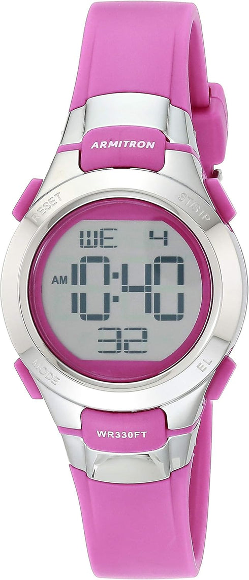 Armitron Sport Women's 45/7012PKSV Digital Chronograph Matte Pink Resin Strap Watch...