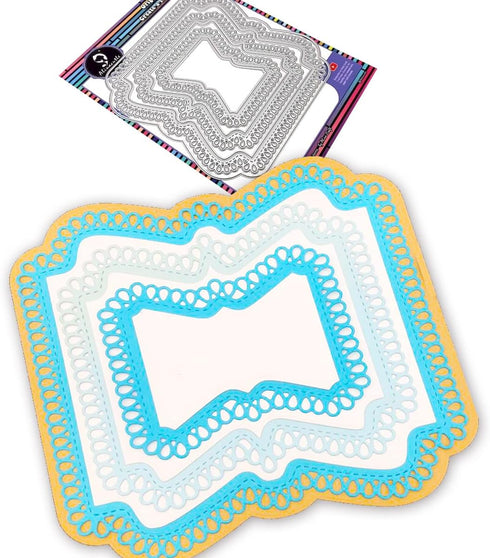 Alinacutle Teardrop Borders Nesting Frames Die Cut DIY Album Frames Metal Cutting Die for Handmade Card Making Scrapbooking Album Paper Craft Temp...
