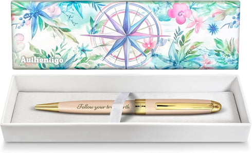 Follow Your True North Ballpoint Pen for Women, Fancy Pen for Journaling and Writing, Inspirational Pen with Motivational Saying, Gift Box, Extra ...