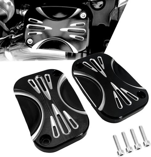 Motorcycle Brake Clutch Master Cylinder Covers Aluminum Left and Right Brake Reservoir Cylinder Cover for Harley Touring Road King Electra Street ...