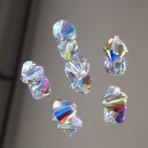 Dowarm 1000PCS Bicone Crystal Beads 4mm, Bulk Small Faceted Bicone Glass Beads for Jewelry Craft Making, DIY Bracelet, Necklace, Dolls (Crystal AB...