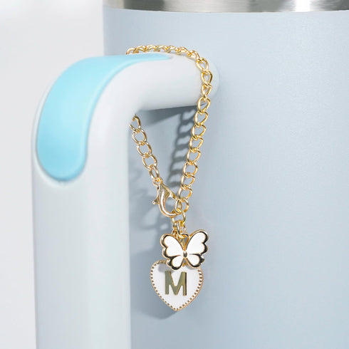 Butterfly Letter Charms for Stanley Cup Accessories, 2PCS Name ID Letter Handle Charms for Stanley Tumbler, Initial Identification Charms for Stan...