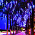 30cm 8-Tube Falling Rain Meteor Shower Christmas Lights - Blue Outdoor Icicle Dripping Shooting Star Lights...