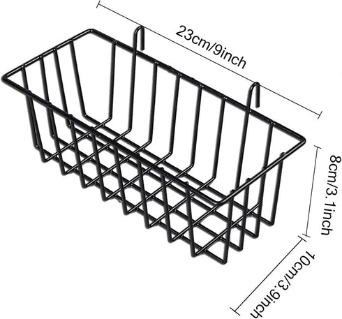 GBYAN Grid Wall Basket Wall Grid Panel Accessories Wire Straight Shelf with Hook Organizer for Home, Black...