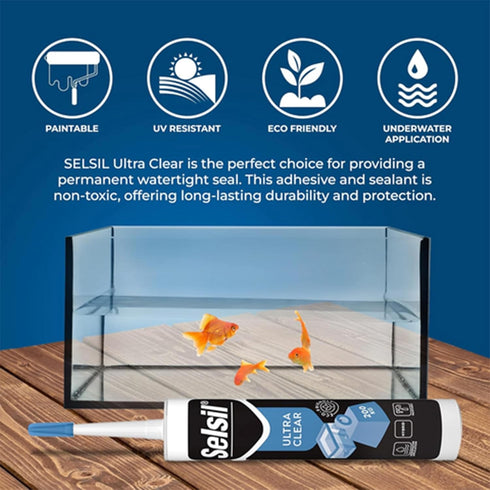 SELSIL Ultra Crystal Clear Mounting Adhesive & Sealant - Indoor & Outdoor Adhesive Tough & Flexible Construction Adhesive, 100% Transparent Bondin...