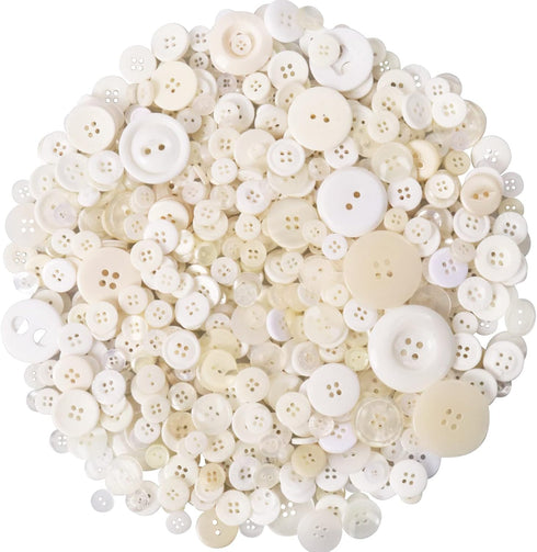 650 Pcs Buttons Round Resin Buttons 2 and 4 Holes Assorted Buttons for Sewing Crafts DIY Projects Button Painting Craft Buttons (White)...