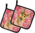 Caroline's Treasures BB9798PTHD German Shepherd #2 Love Pair of Pot Holders, Red Kitchen Heat Resistant Pot Holders Sets Oven Hot Pads for Cooking...