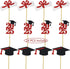 Glitter Graduation Cupcake Toppers Red Party Decorations Class of Congrats Cake Picks Supplies 24 Pack...