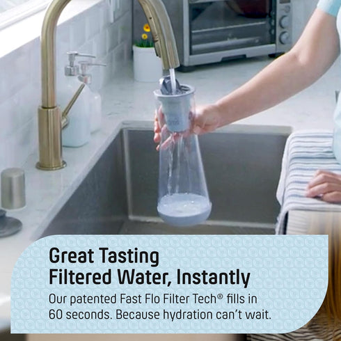 Hydros Water Filter Pitcher, 40 oz Slim Design, Patented Fast Flo Tech, Dishwasher Safe, Fills in Just 40 Seconds, BPA Free, 5 Cup Capacity, Blue...
