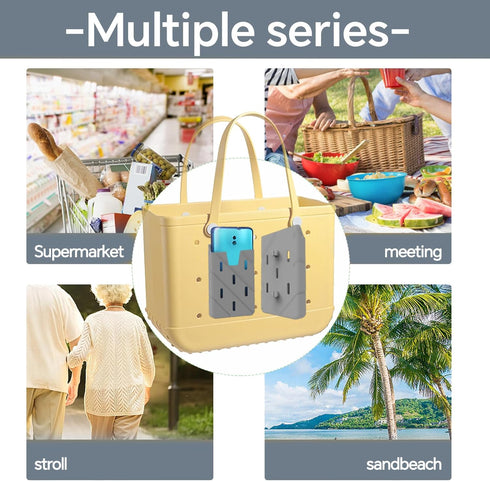 Silicone Phone Holder for Bogg Bags with 2 Hooks & 2 Carabiners Inserts Beach Bogg Bag Keychain Accessories Charm, Soft Silicone Insert Case Cell ...