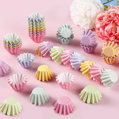 240 Pcs Grease-Resistant Mini Cupcake Liners Rainbow iridescence Heavy Duty Paper Muffin Baking Cups for Wedding Birthday Party Baby Shower(1.18 x...