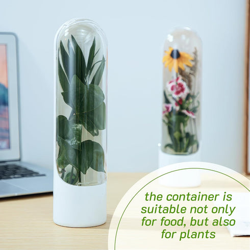 Herb Saver Pod for Refrigerator - 2 Pack Space-Saving Fresh Herb Keeper for Refrigerator - Herb Preserver for Cilantro, Mint & Asparagus - Cilantr...