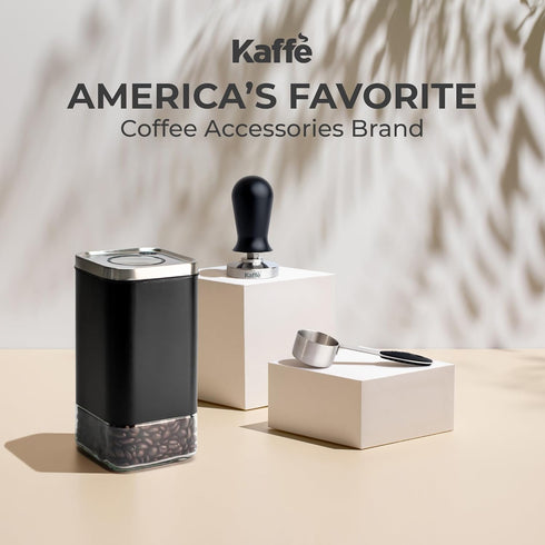 Kaffe Glass Coffee Canister (12oz) w/Airtight Lid - Click to Release Seal - BPA Free Glass & Stainless Steel - Elegant Kitchen Storage Container f...