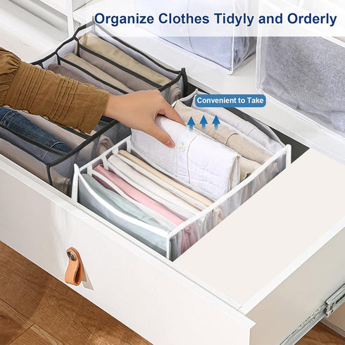KesaPlan 2Pcs Wardrobe Clothes Organizer, 9Grids Visible Foldable Closet Organizers, Compartment Storage Box with Mesh Separation, Washable Drawer...