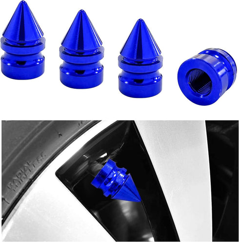 4 PCS Car Tire Valve Caps, Spiked Aluminum Alloy Tire Trim Accessories, Dustproof Tire Wheel Stem Covers, Universal Air Stem Cap for Auto, Trucks,...