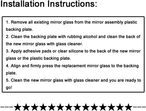 WLLW Mirror Glass Replacement for Ford E150/250/350/F250/F350/F450 Driver Side -Lower Convex...