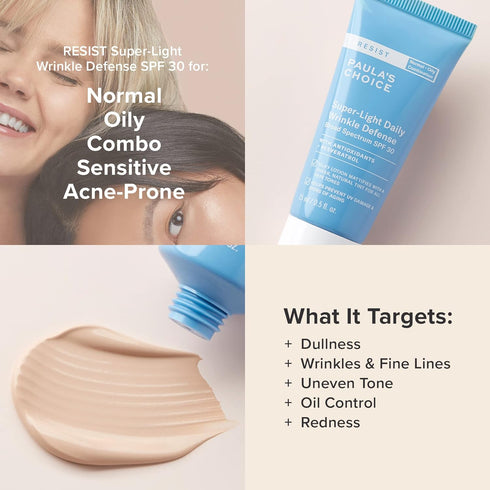 Paula's Choice RESIST Super-Light Daily Wrinkle Defense SPF 30 Matte Tinted Face Moisturizer with UVA & UVB Protection, Anti-Aging Sunscreen for O...