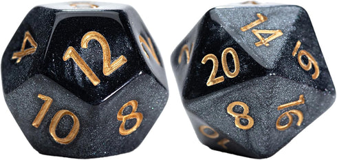 Gate Keeper Games and Dice: Mercurial Dice: Black Hole - 7pc RPG Set, Deep Shimmering Black Resin & Gold Numerals, Resin Dice for Role Playing Gam...
