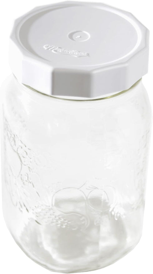 Masontops Tough Tops - Ball Wide Mouth Mason Jar Lids Plastic Leakproof - BPA-Free White Plastic Mason Jar Lids - Reusable Dry Canning Lids fit Ba...