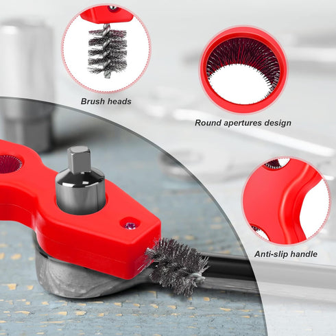 Honoson 4 Pieces Copper Pipe Cleaner 4 in 1 Copper Tubing Brush Pipe Brush Cleans Inside Outside Thread Cleaner Plumber Brush Cleaner Tool for Plu...