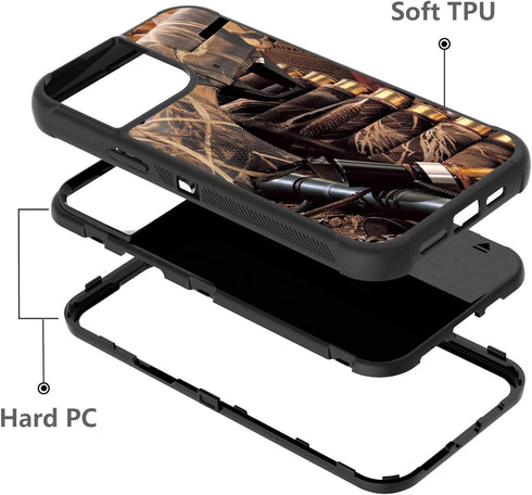 for iPhone 11 Case, Heavy Duty 3 in 1 Hybrid Hard PC & Soft Silicone Shockproof Drop Protective Case for iPhone 11 (2019) 6.1 inch, Duck Hunting C...
