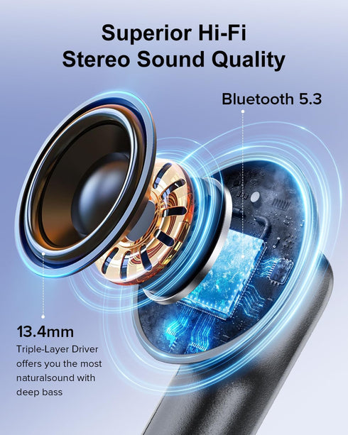 Wireless Earbuds, 42H Playtime Bluetooth 5.3 Headphones, HiFi Stereo Call Noise Cancelling Earbuds, IPX7 Waterproof Stereo in-Ear Earphones with L...