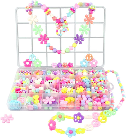 Jewelry Making kit Beads for Bracelets Making kit for Girls. 500+ Pieces Variety Shapes and Colors Perfect Toys for Girls Kids Age 4-6-8-10-12...
