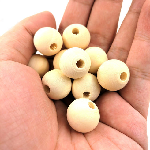 R.FLOWER Natural Wood Beads Round Ball Wooden Loose Beads Unfinished Wood Spacer Beads for Craft-making 200pcs (16mm)...