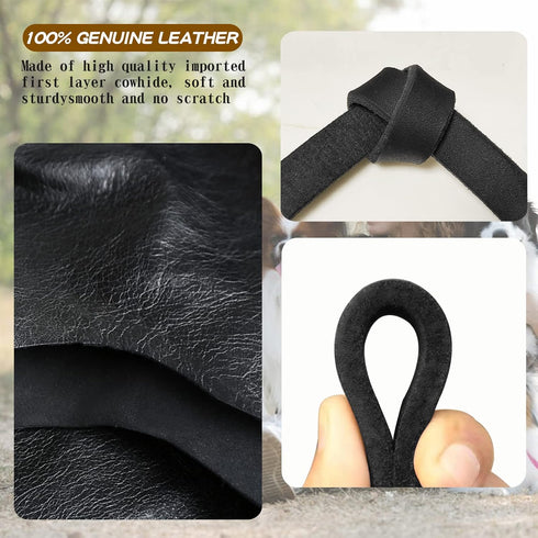 Leather Dog Leash 6ft x 5/8 inch,Strong Heavy Duty Genuine Leather Braided Dog Training Leash, Soft and Comfortable Leather Leash for Large Dogs, ...