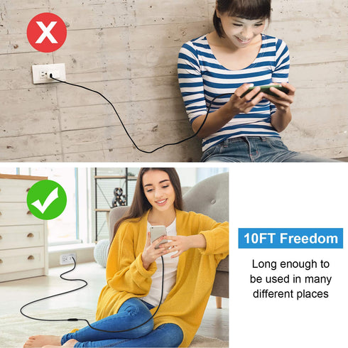 Sumind 4 Pack 10 ft/ 3 Meter Micro USB Extension Cable Male to Female Extender Cord Compatible with Wireless Security Camera Flat Power Cable, Cab...