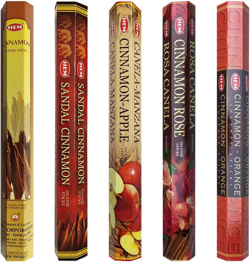 Hem Incense Sticks Variety Pack #8 and Incense Stick Holder Bundle with 5 Cinnamon Based Fragrances...