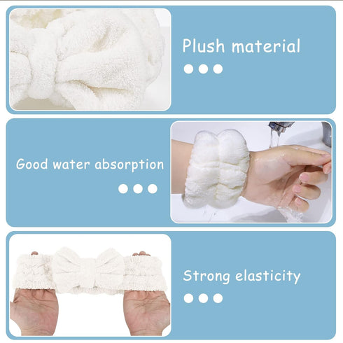 BESARME 3 Pieces Face Wash Headband and Wristband Set Spa Headband for Women Girls Makeup Skincare Headbands Wrist Towels Wrist Bands for Washing ...