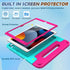 LTROP Kids Case for iPad 9th/ 8th/ 7th Generation (2021/2020/ 2019), iPad 10.2 Handle Stand Case - Turquoise and Rose...
