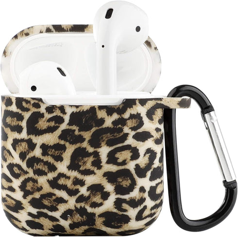 Seadream Silicone Leopard Pattern Protective Cover Case Metal Keychain Compatible with Apple AirPods...