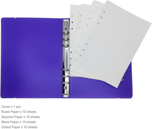 A6/ A5 6-Holes Colorful PP Cover Round Ring View Binder File Folder for Loose Leaf Sheet Protectors (A5 Mini Set, Cameo Pink)...