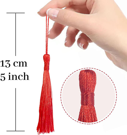 Creatrill 100 Pcs 13cm/5 Inch Silky Handmade Soft Craft Mini Tassels with Loops for Jewelry Making, DIY Projects, Bookmarks, 20 Colors, 5 Pcs of E...