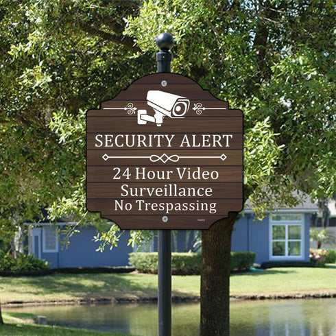 2 Pack Security Alert 24 Hour Video Surveillance Signs No Trespassing Signs 12 x 12 Inches CCTV Camera Warning Safety Signs Metal Reflective Sturd...