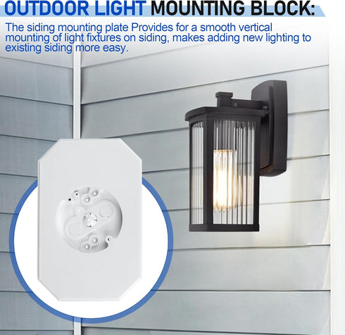 Siding Mounting Block 8141DBL, Outdoor Light Siding Mount Kit with Built-in Electrical Box, Vinyl Siding Mounting Plate for 1/2 inch Lap Double Si...