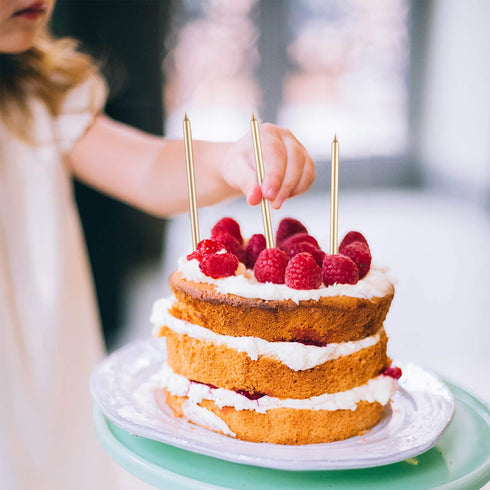BEAN LIEVE 24-Count Birthday Candles - Long Thin Cake Candles Slow Burning Candles for Birthday, Wedding, Lucky Party Decoration (Champagne Gold)...