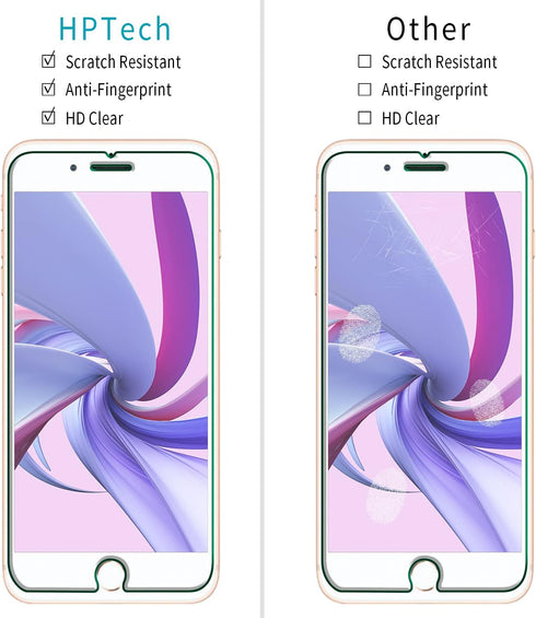 HPTech (2 Pack) Tempered Glass For iPhone 8 Plus, iPhone 7 Plus, iPhone 6S Plus, iPhone 6 Plus 5.5-Inch Screen Protector, Case Friendly, Easy to I...