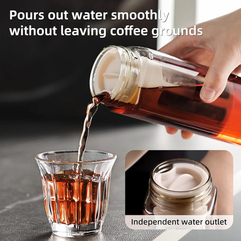 Bincoo 480ml Portable Cold Brew Cup with Removable Filter&Clean Brush, Tritan Plastic Iced Coffee Maker, Rectangle Small Iced Coffee Cups with Sca...