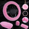 Cute Fluffy Steering Wheel Cover Set, Warm Soft Fur Fuzzy Covers for Women/Girls,Universal 15 Inch 1 Set 8 Pcs Car Accessories (Pink)...