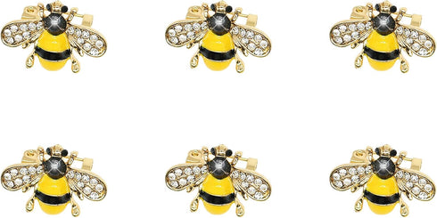 6 Pack Cute Funny Rhinestone Bee Brooches Pin Set Fashion Enamel Crystal Animal Insect Themed Bags Backpacks Jackets Hat Lapel Brooch for Women Go...
