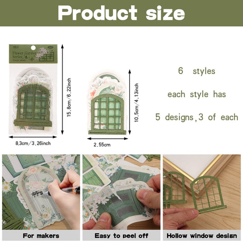 BENOSPACE 90Pcs Aesthetic Scrapbook Paper Vintage Flower Garden Door Scrapbooking Supplies Window Frames Borders Junk Journal Journaling Bullet Ki...
